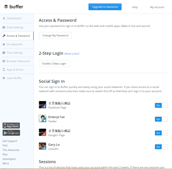 bufferapp social login