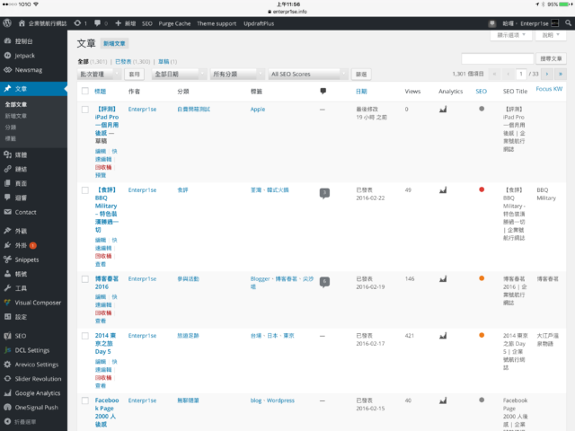 ipad pro safari wordpress backend