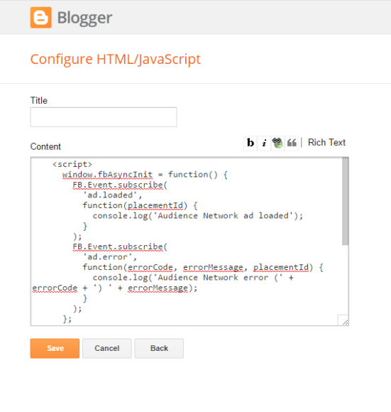 blogspot facebook audience network