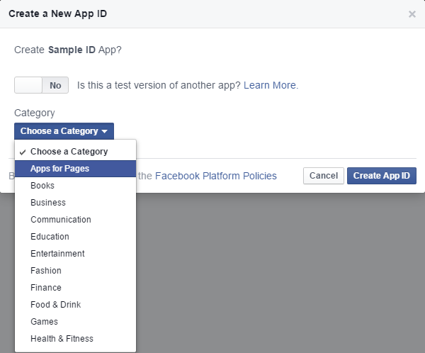 facebook create app id