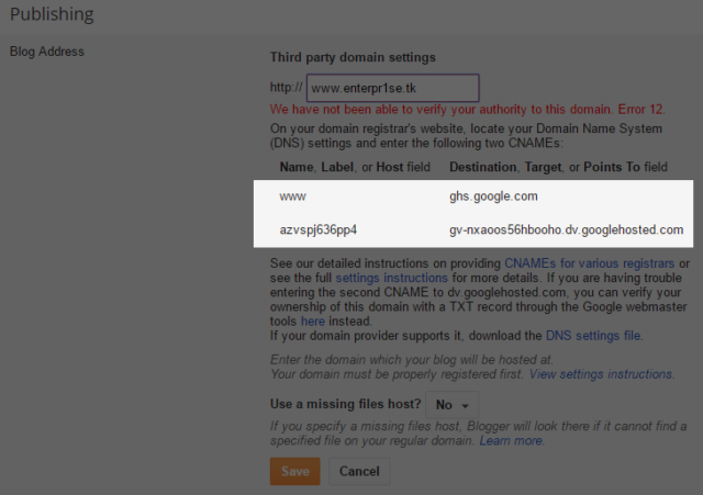 blogspot custom domain